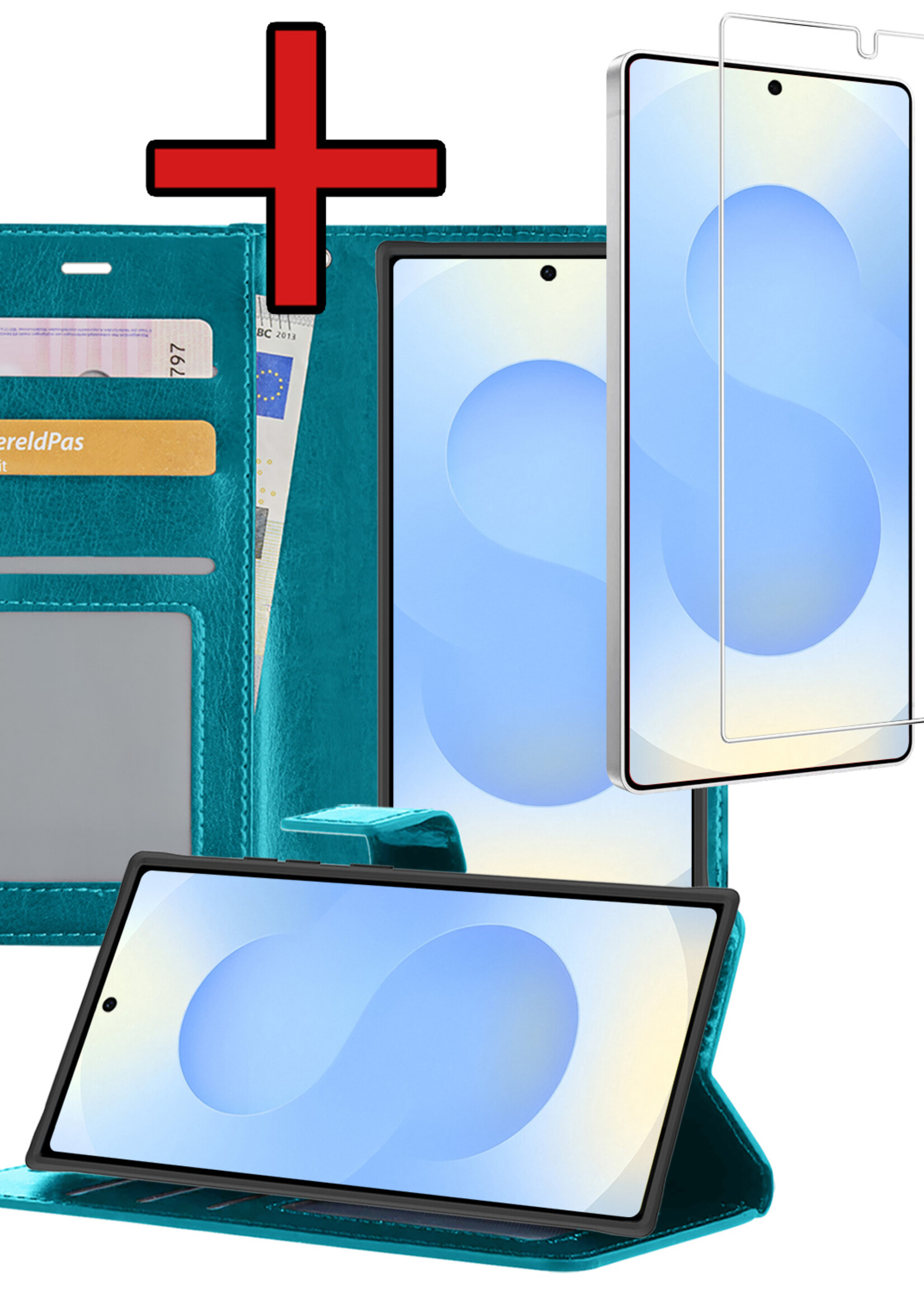 BTH BTH Samsung Galaxy S25 Ultra Hoesje Bookcase Met Screenprotector - Turquoise