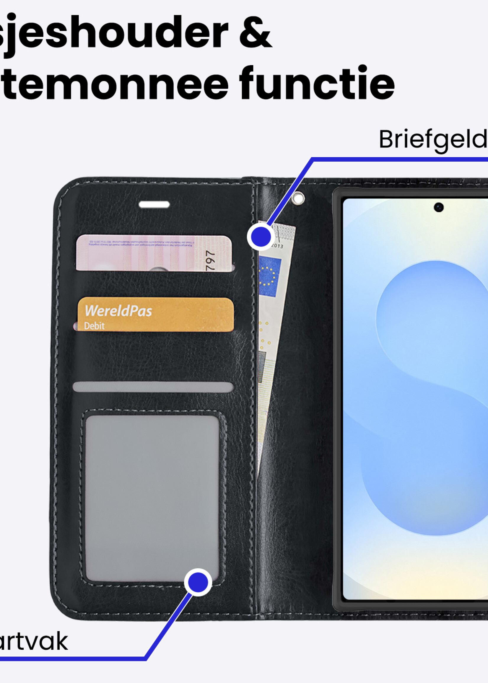 BTH BTH Samsung Galaxy S25 Ultra Hoesje Bookcase Met Screenprotector - Zwart