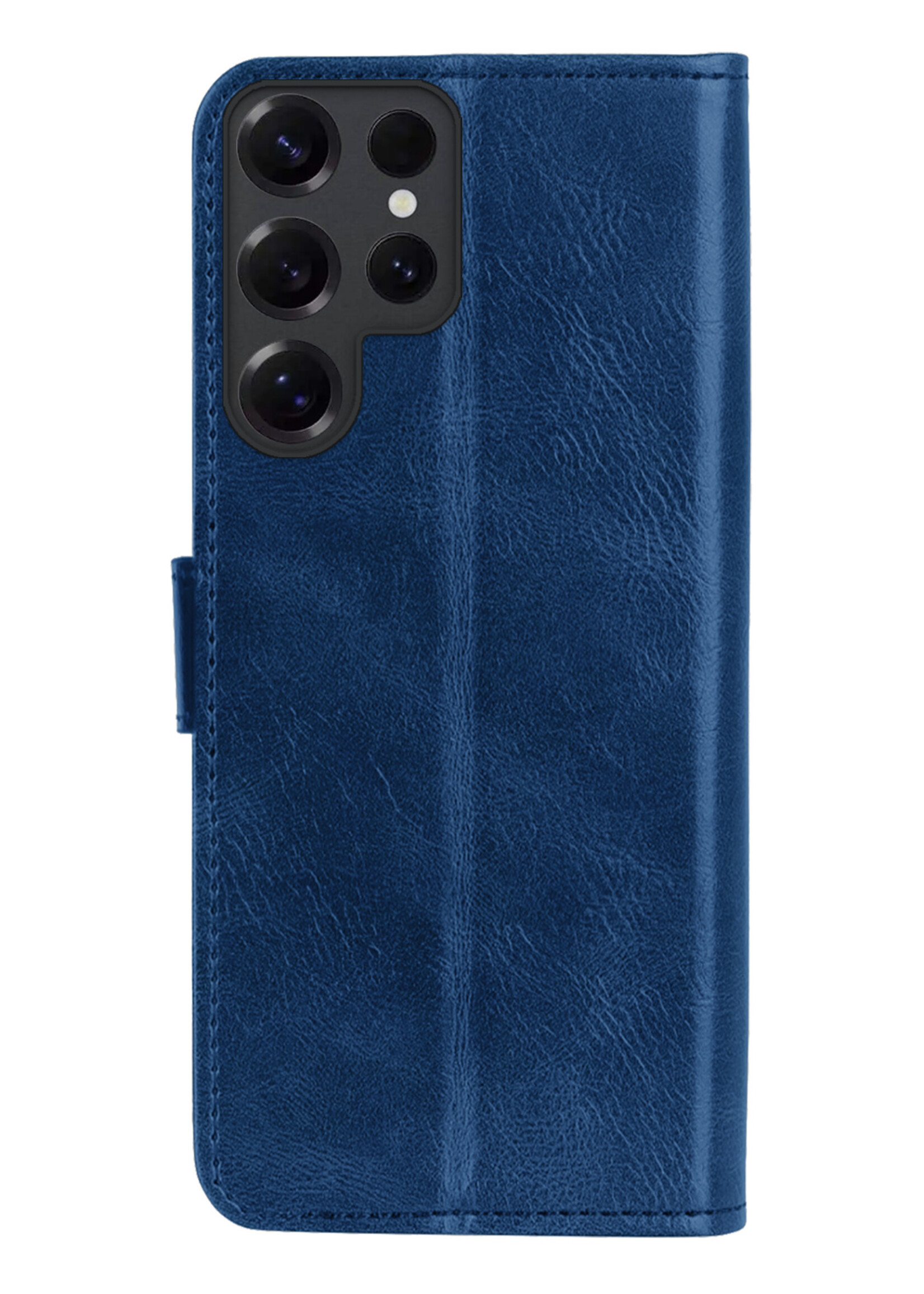 BTH BTH Samsung Galaxy S25 Ultra Hoesje Bookcase Met 2x Screenprotector - Donkerblauw