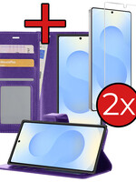 BTH BTH Samsung Galaxy S25 Ultra Hoesje Bookcase Met 2x Screenprotector - Paars