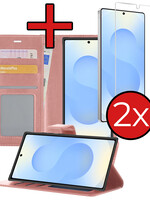 BTH BTH Samsung Galaxy S25 Ultra Hoesje Bookcase Met 2x Screenprotector - Rose Goud