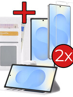 BTH BTH Samsung Galaxy S25 Ultra Hoesje Bookcase Met 2x Screenprotector - Wit