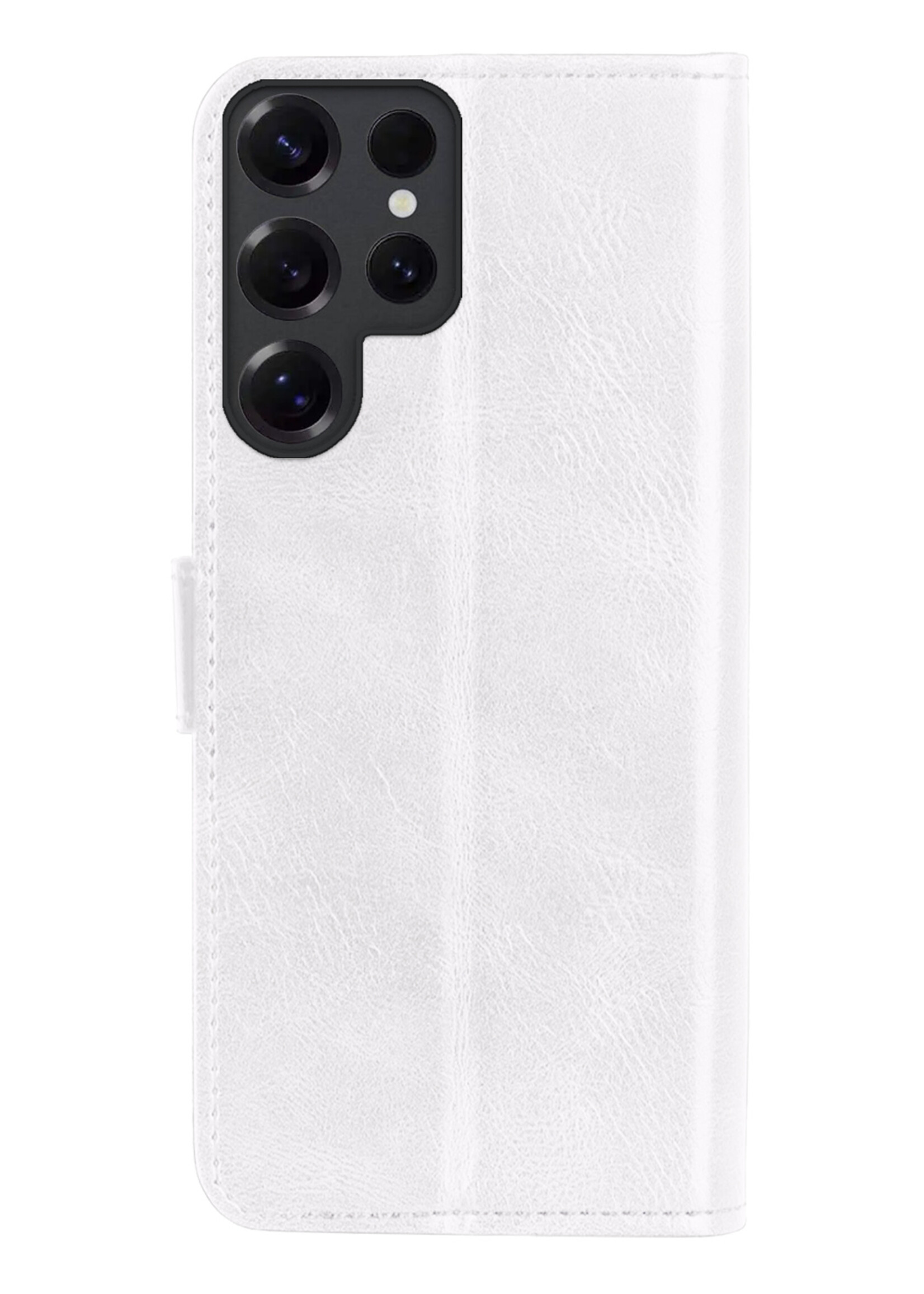 BTH BTH Samsung Galaxy S25 Ultra Hoesje Bookcase Met 2x Screenprotector - Wit