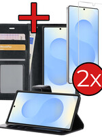 BTH BTH Samsung Galaxy S25 Ultra Hoesje Bookcase Met 2x Screenprotector - Zwart