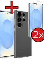BTH BTH Samsung Galaxy S25 Ultra Hoesje Siliconen Met 2x Screenprotector - Transparant
