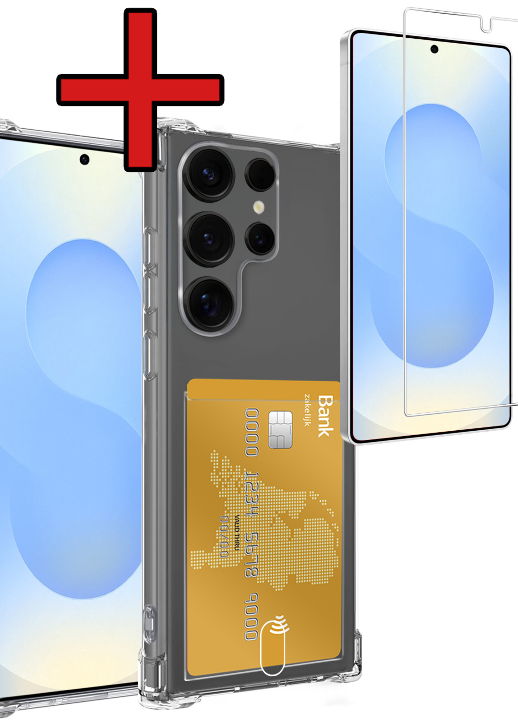 BTH BTH Samsung Galaxy S25 Ultra Hoesje Pashouder Met Screenprotector
