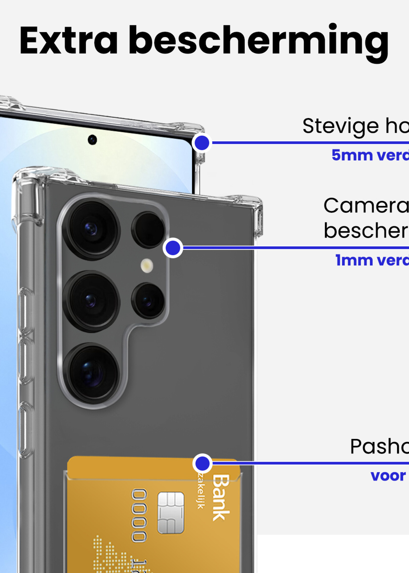 BTH BTH Samsung Galaxy S25 Ultra Hoesje Pashouder Met 2x Screenprotector