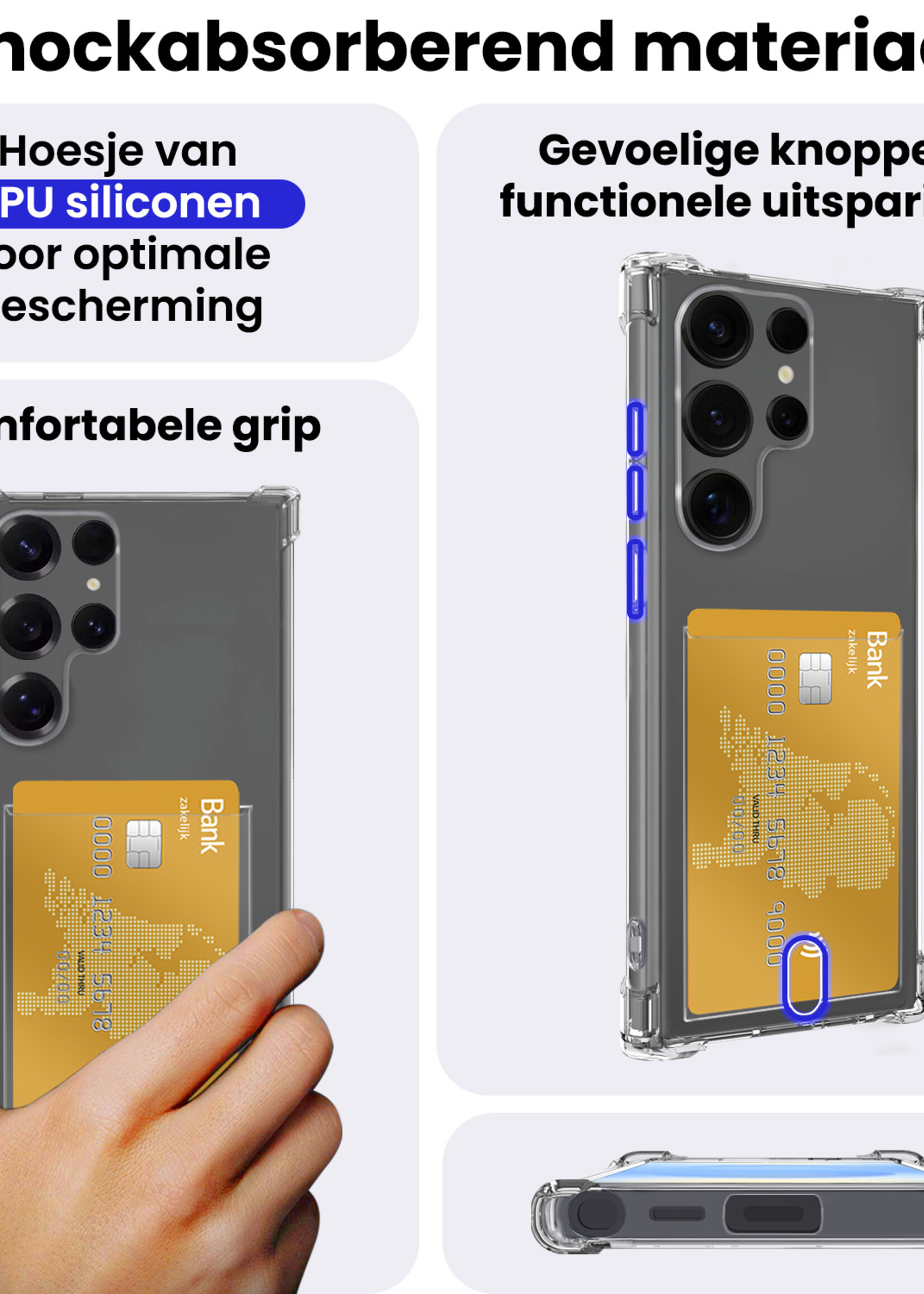 BTH BTH Samsung Galaxy S25 Ultra Hoesje Pashouder Met 2x Screenprotector