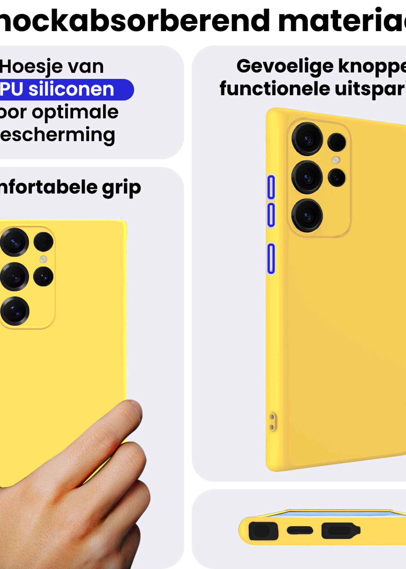 BTH BTH Samsung Galaxy S25 Ultra Hoesje Siliconen - Geel