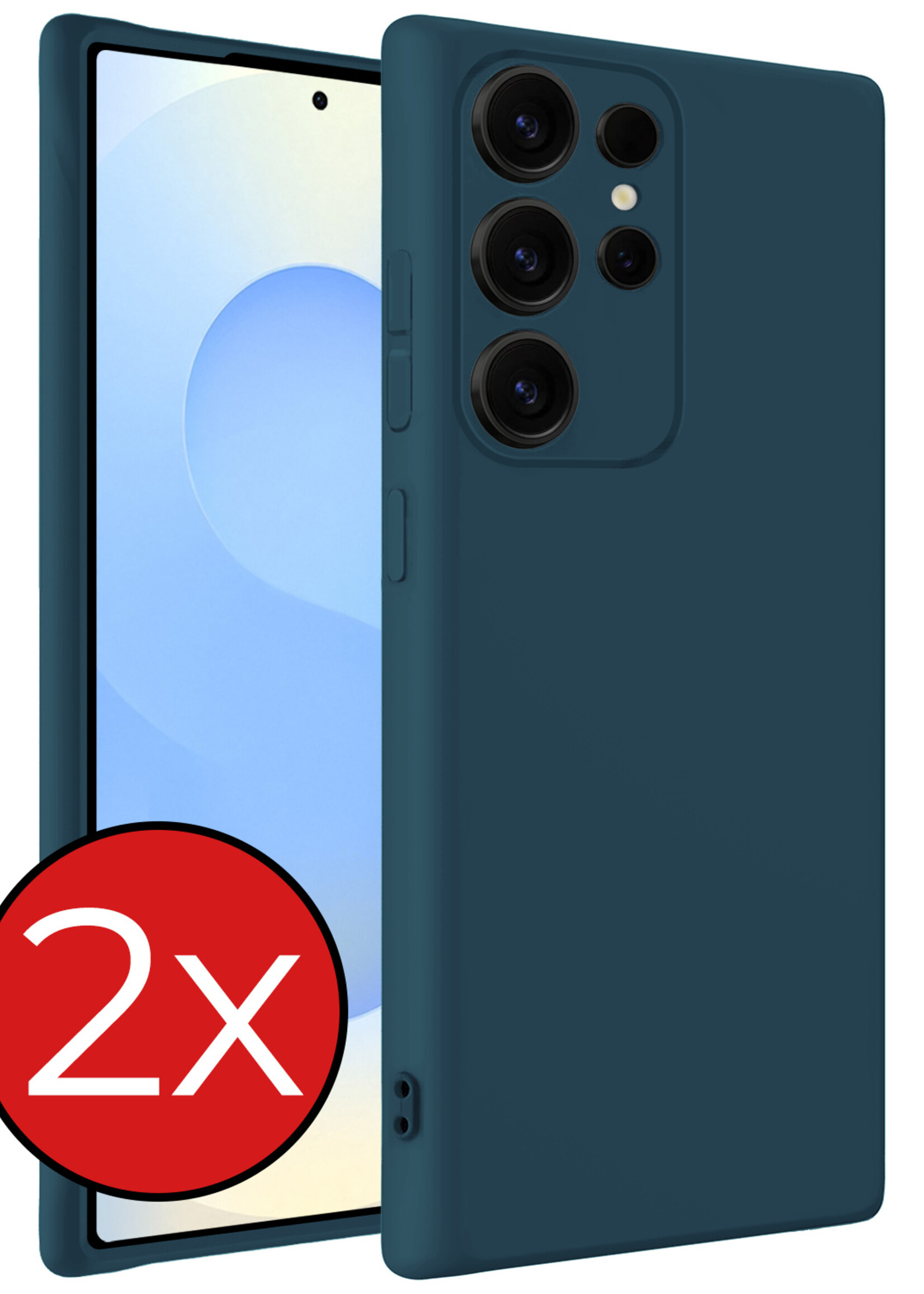 BTH BTH Samsung Galaxy S25 Ultra Hoesje Siliconen - Donkerblauw - 2 PACK