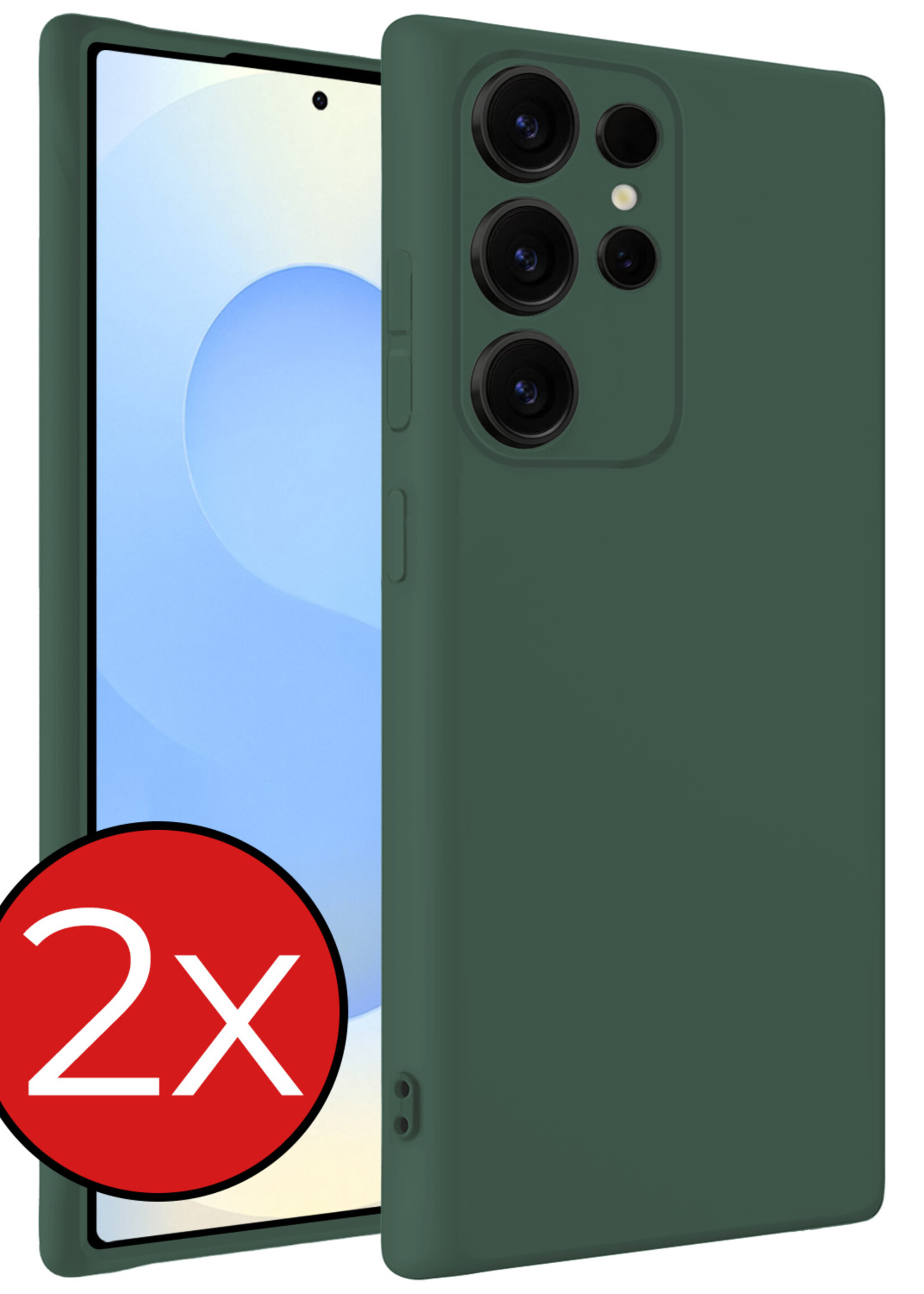 BTH BTH Samsung Galaxy S25 Ultra Hoesje Siliconen - Donkergroen - 2 PACK