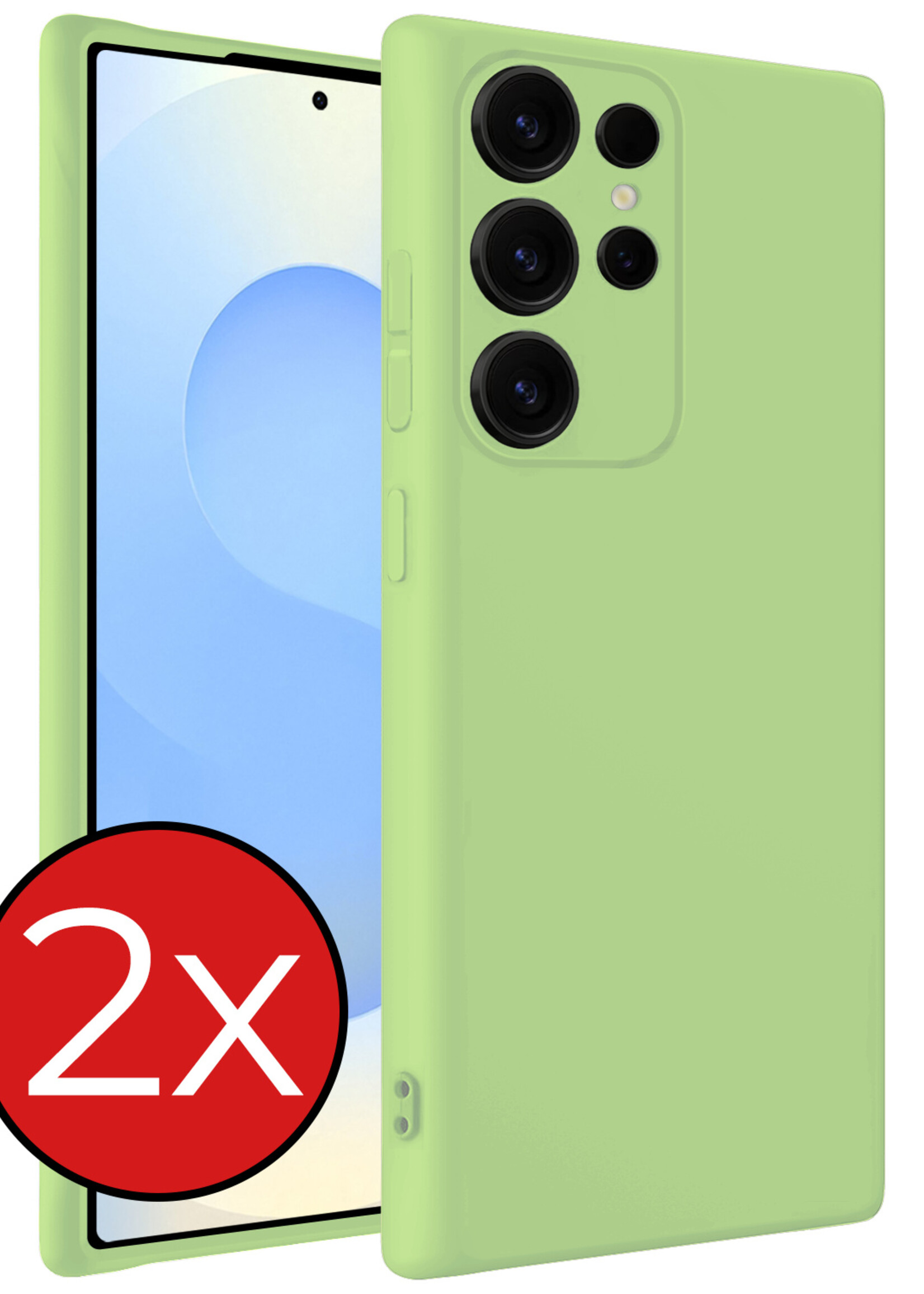BTH BTH Samsung Galaxy S25 Ultra Hoesje Siliconen - Groen - 2 PACK