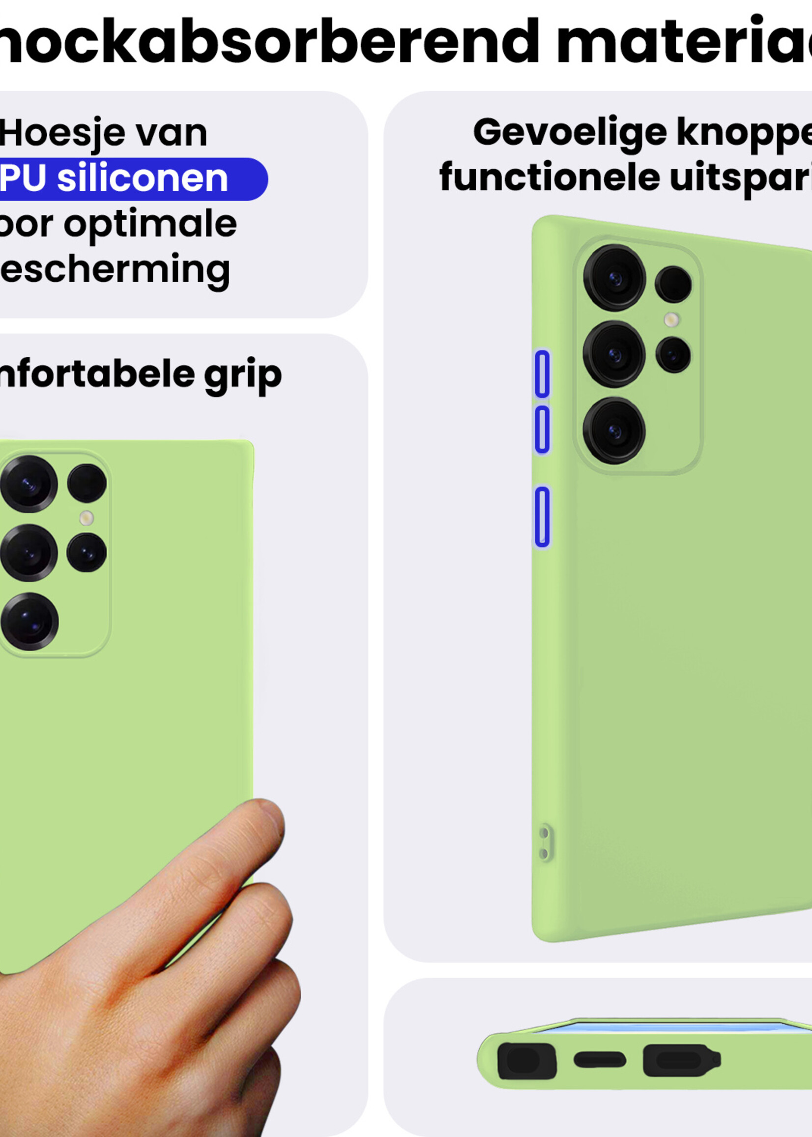 BTH BTH Samsung Galaxy S25 Ultra Hoesje Siliconen - Groen - 2 PACK