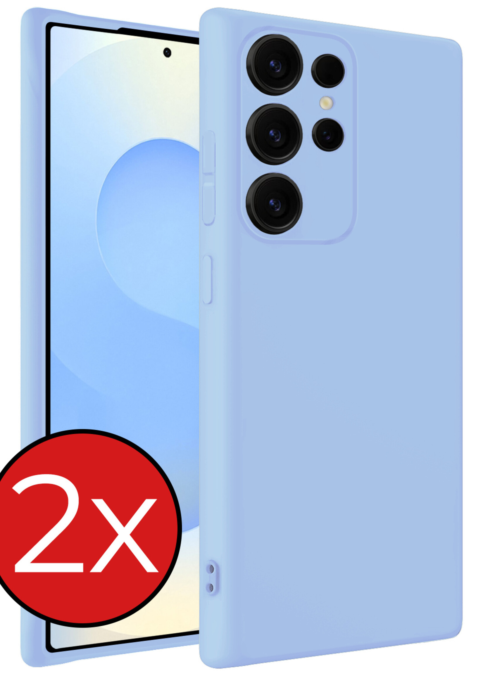 BTH BTH Samsung Galaxy S25 Ultra Hoesje Siliconen - Lichtblauw - 2 PACK