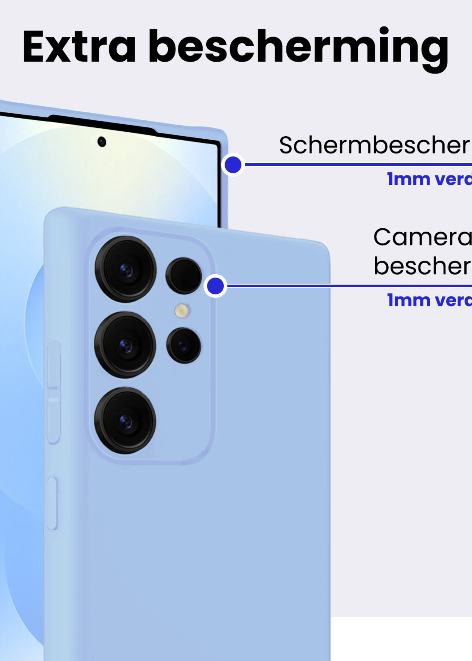 BTH BTH Samsung Galaxy S25 Ultra Hoesje Siliconen - Lichtblauw - 2 PACK