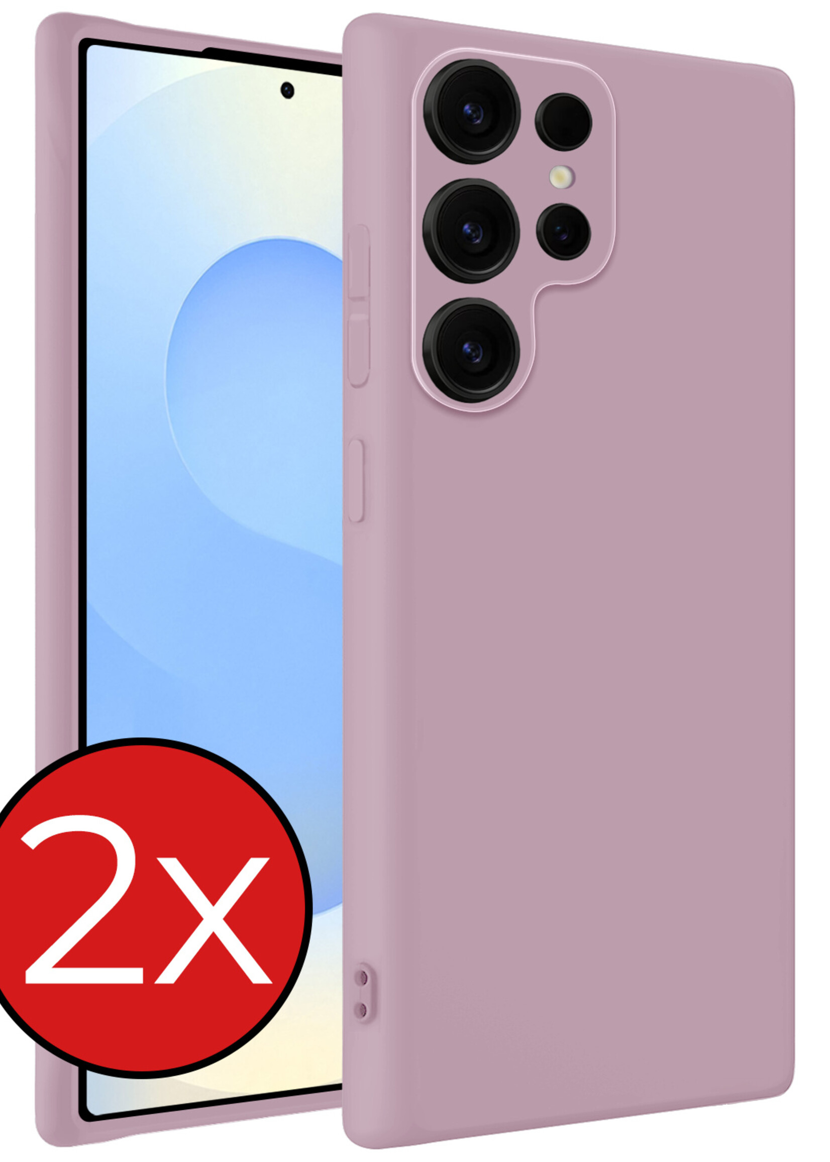 BTH BTH Samsung Galaxy S25 Ultra Hoesje Siliconen - Lila - 2 PACK