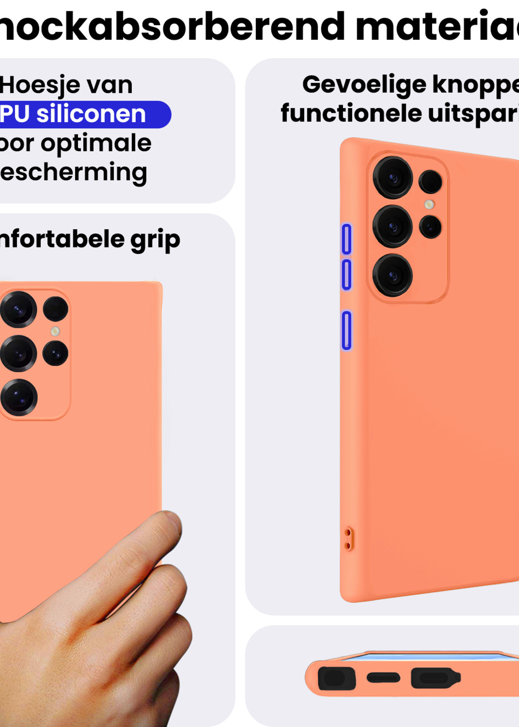 BTH BTH Samsung Galaxy S25 Ultra Hoesje Siliconen - Perzik - 2 PACK