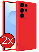 BTH BTH Samsung Galaxy S25 Ultra Hoesje Siliconen - Rood - 2 PACK