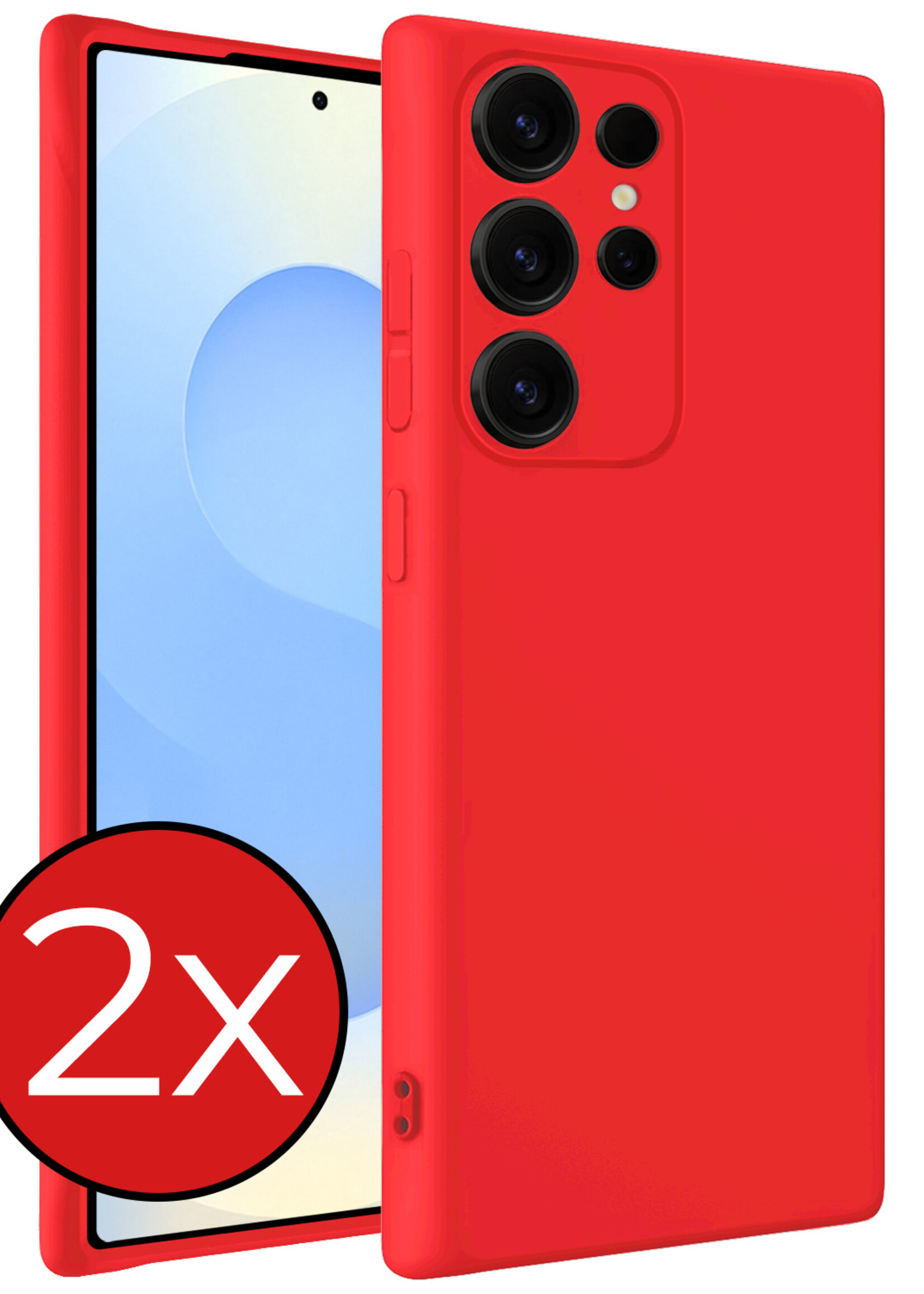 BTH BTH Samsung Galaxy S25 Ultra Hoesje Siliconen - Rood - 2 PACK