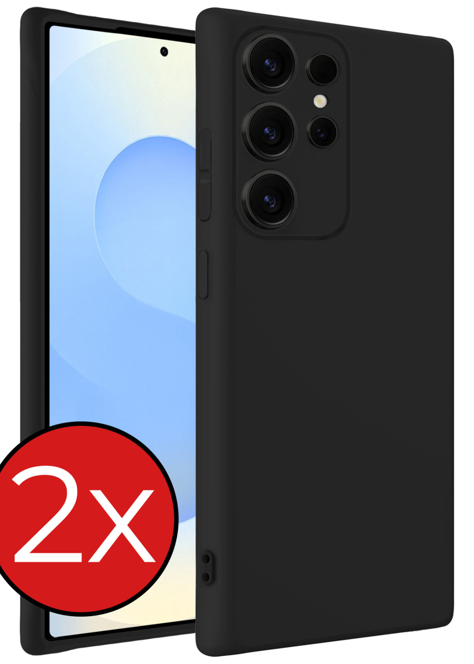 BTH BTH Samsung Galaxy S25 Ultra Hoesje Siliconen - Zwart - 2 PACK