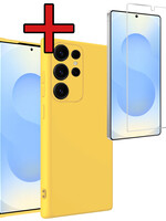 BTH BTH Samsung Galaxy S25 Ultra Hoesje Siliconen Met Screenprotector - Geel