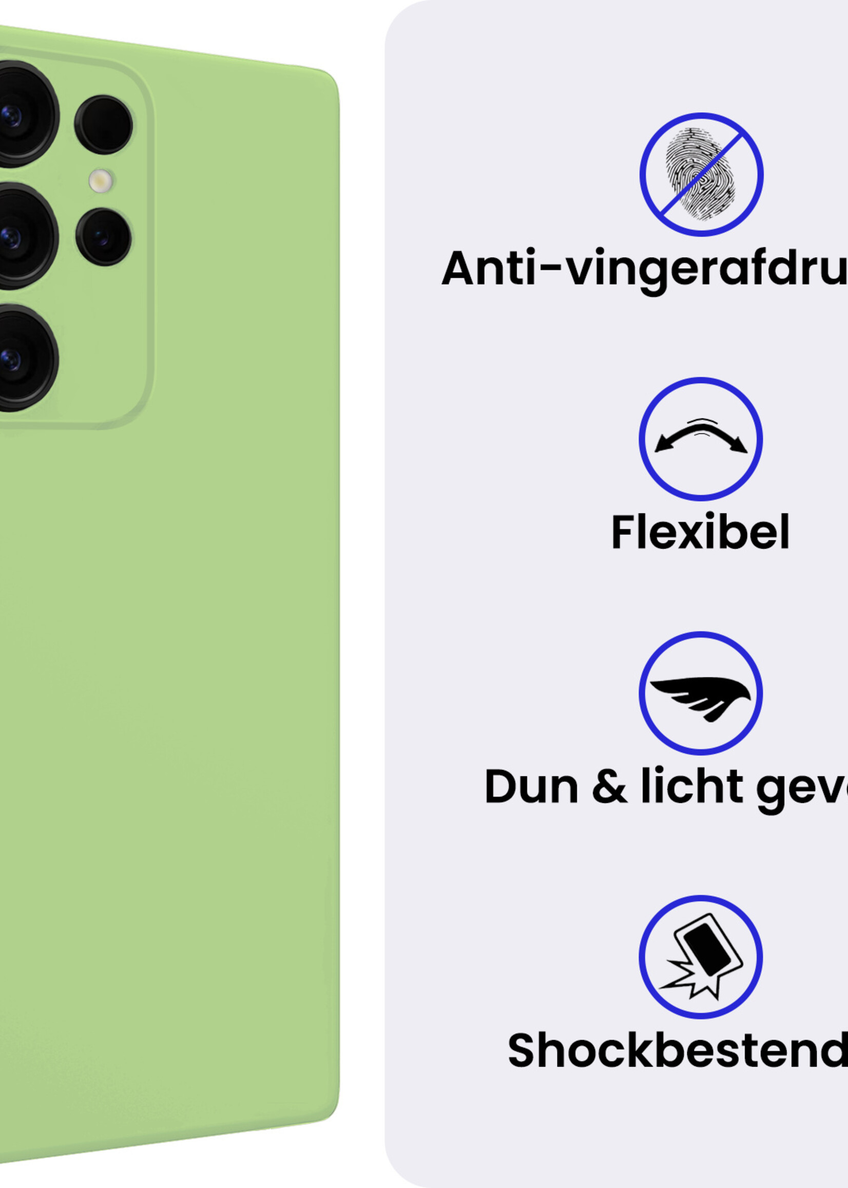 BTH BTH Samsung Galaxy S25 Ultra Hoesje Siliconen Met Screenprotector - Groen