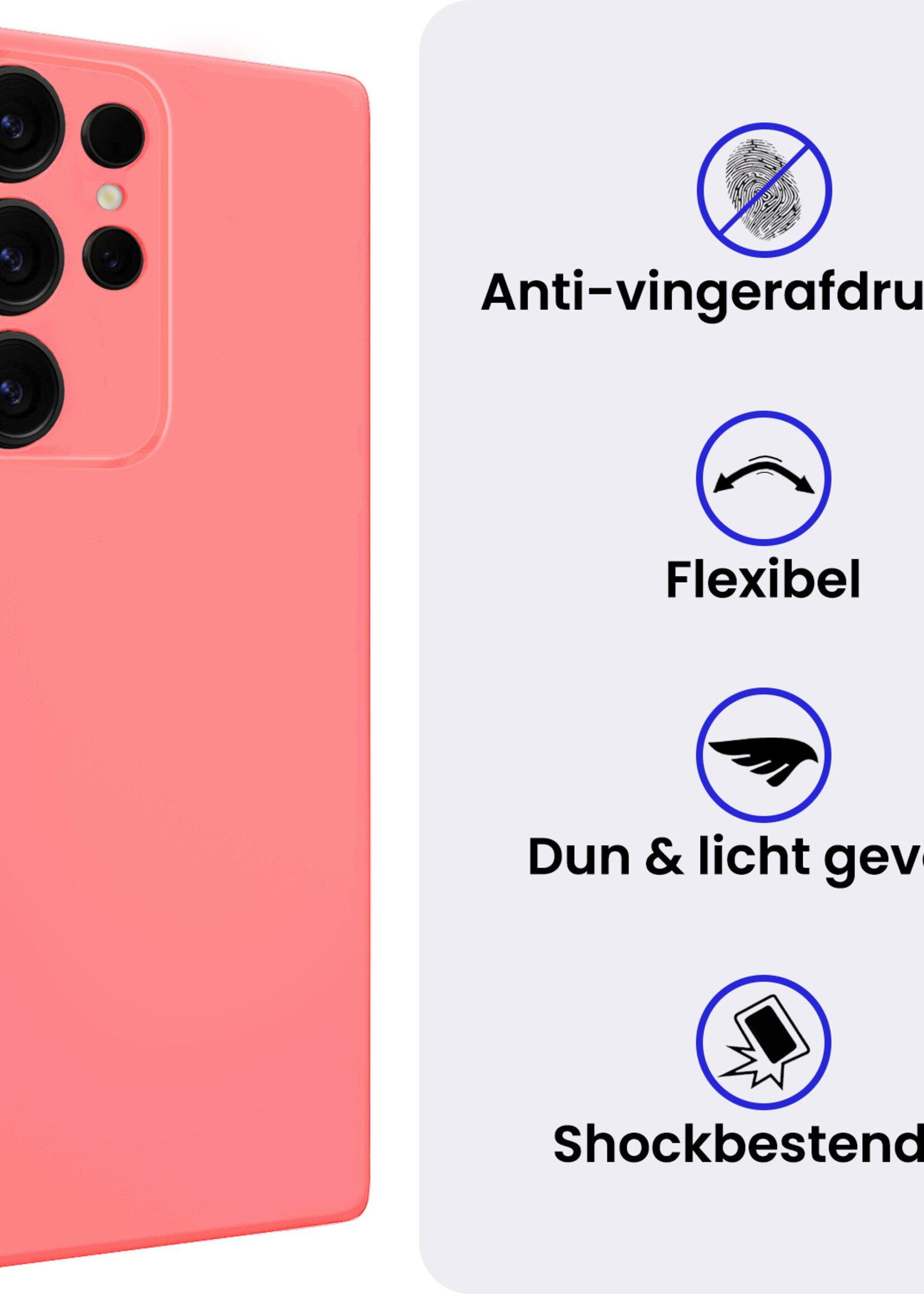 BTH BTH Samsung Galaxy S25 Ultra Hoesje Siliconen Met Screenprotector - Lichtroze