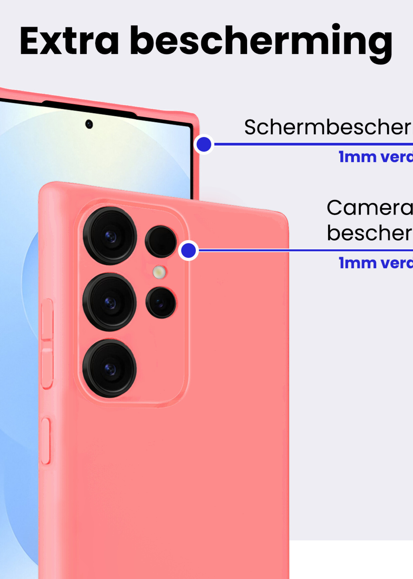 BTH BTH Samsung Galaxy S25 Ultra Hoesje Siliconen Met Screenprotector - Lichtroze
