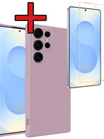 BTH BTH Samsung Galaxy S25 Ultra Hoesje Siliconen Met Screenprotector - Lila