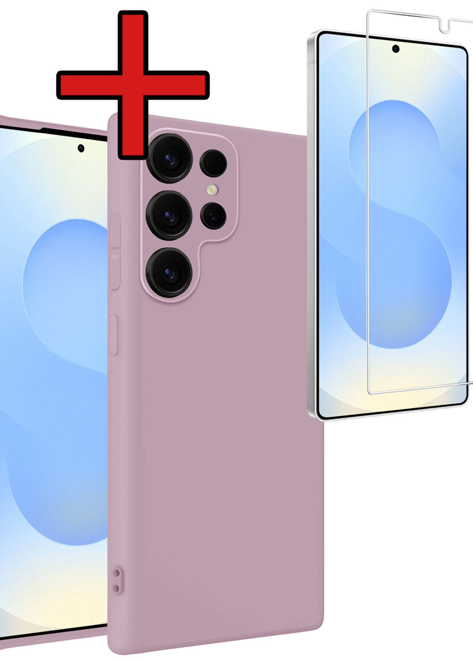 BTH BTH Samsung Galaxy S25 Ultra Hoesje Siliconen Met Screenprotector - Lila