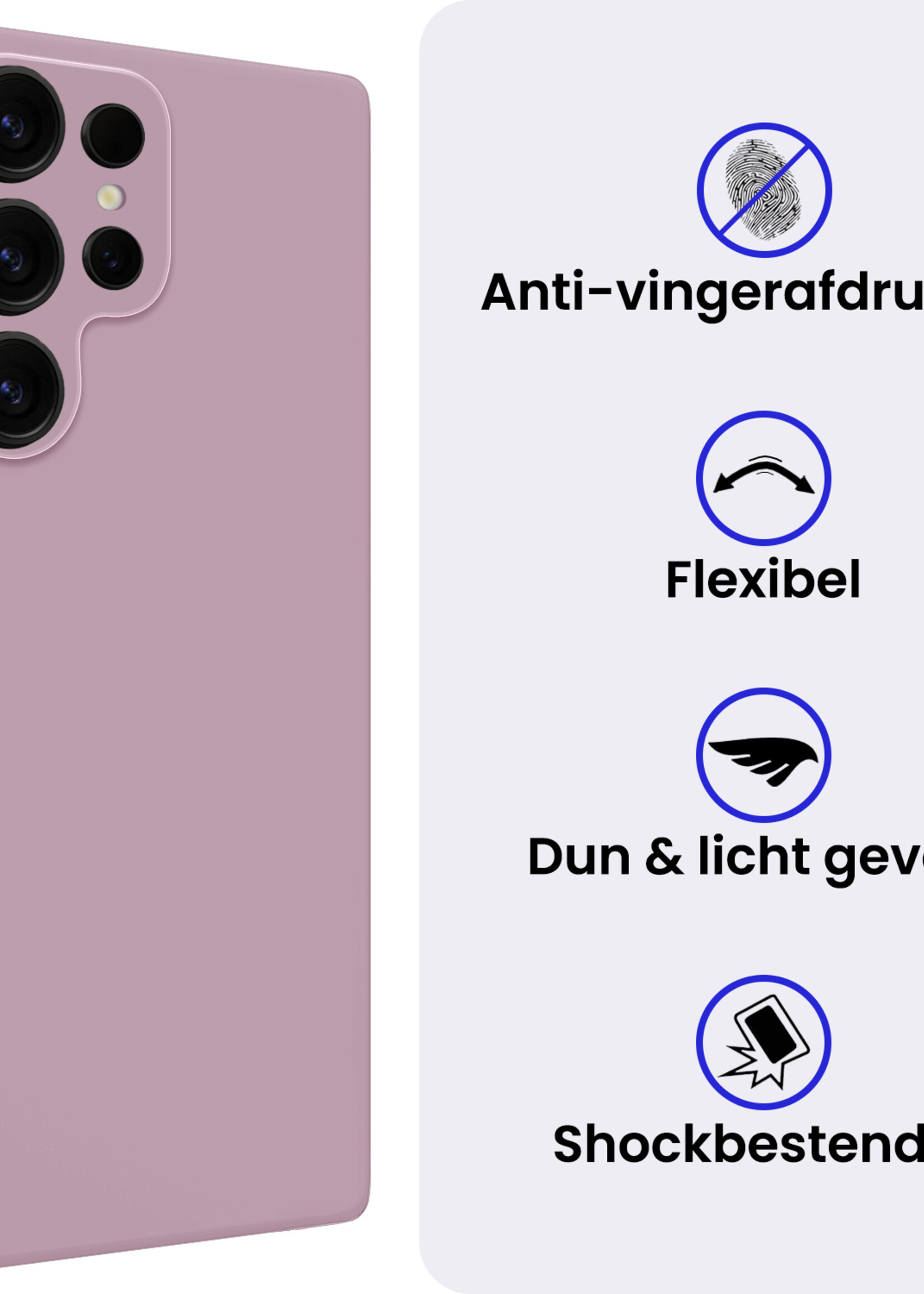 BTH BTH Samsung Galaxy S25 Ultra Hoesje Siliconen Met Screenprotector - Lila