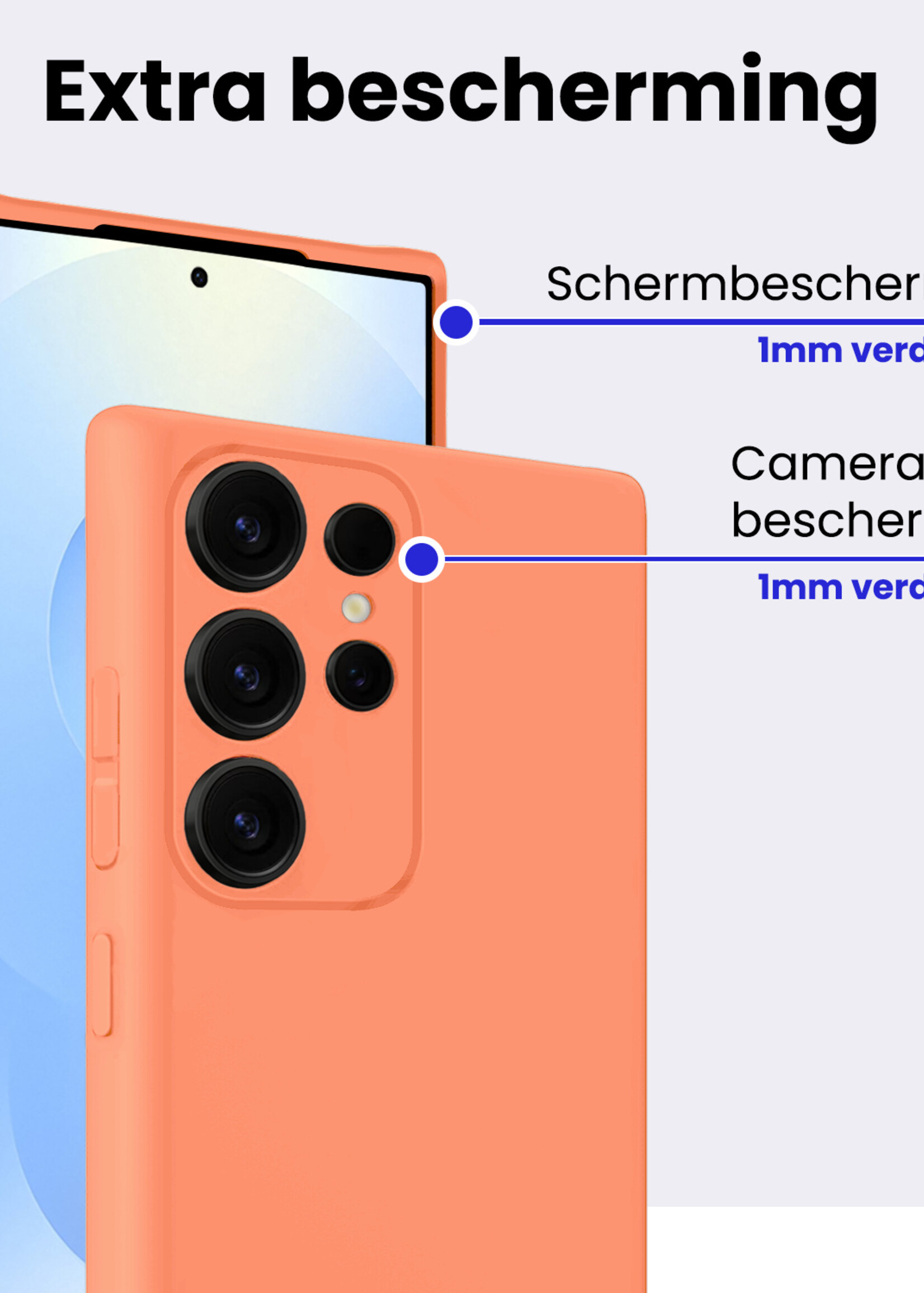 BTH BTH Samsung Galaxy S25 Ultra Hoesje Siliconen Met Screenprotector - Perzik