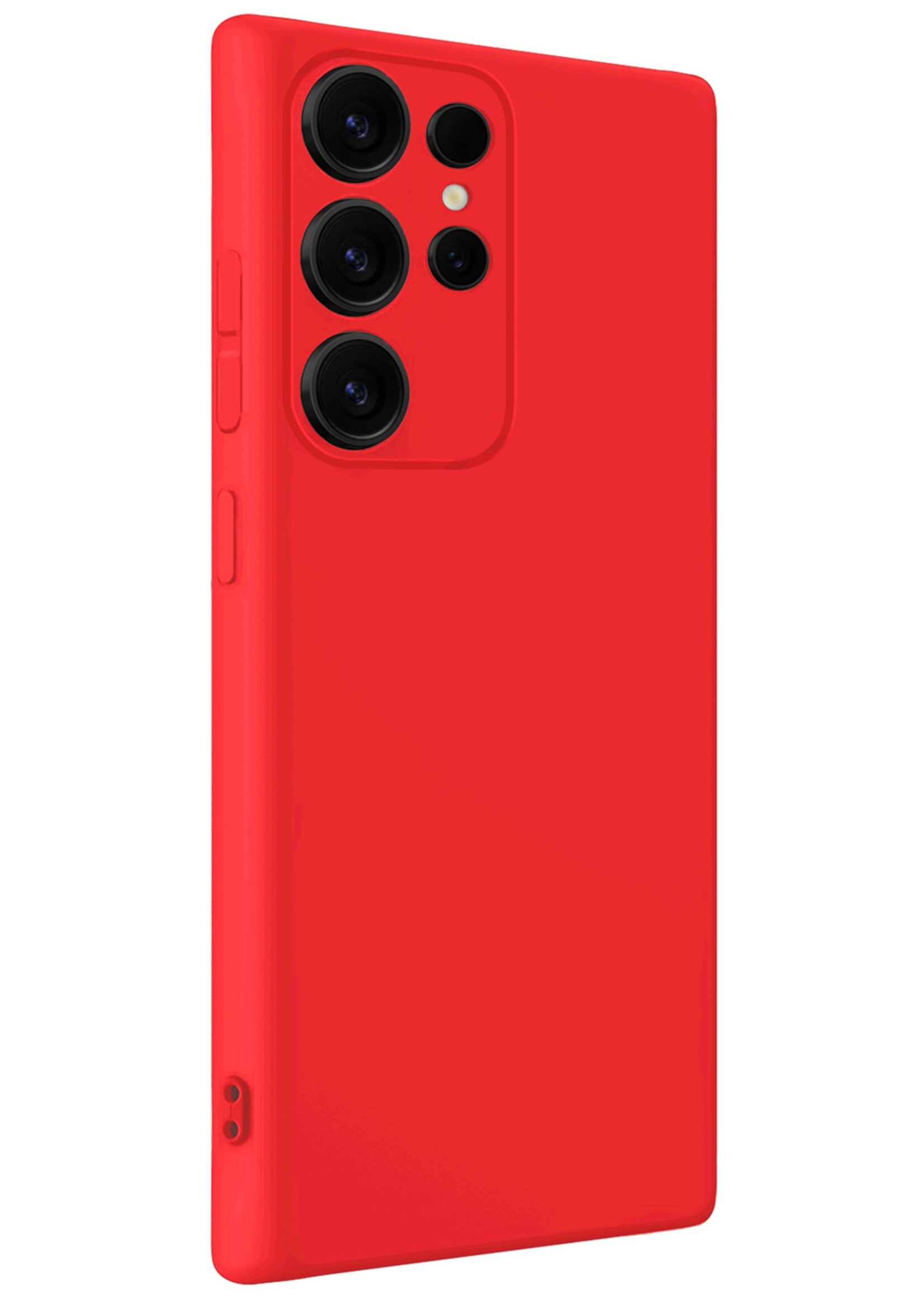 BTH BTH Samsung Galaxy S25 Ultra Hoesje Siliconen Met Screenprotector - Rood