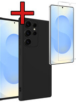 BTH BTH Samsung Galaxy S25 Ultra Hoesje Siliconen Met Screenprotector - Zwart