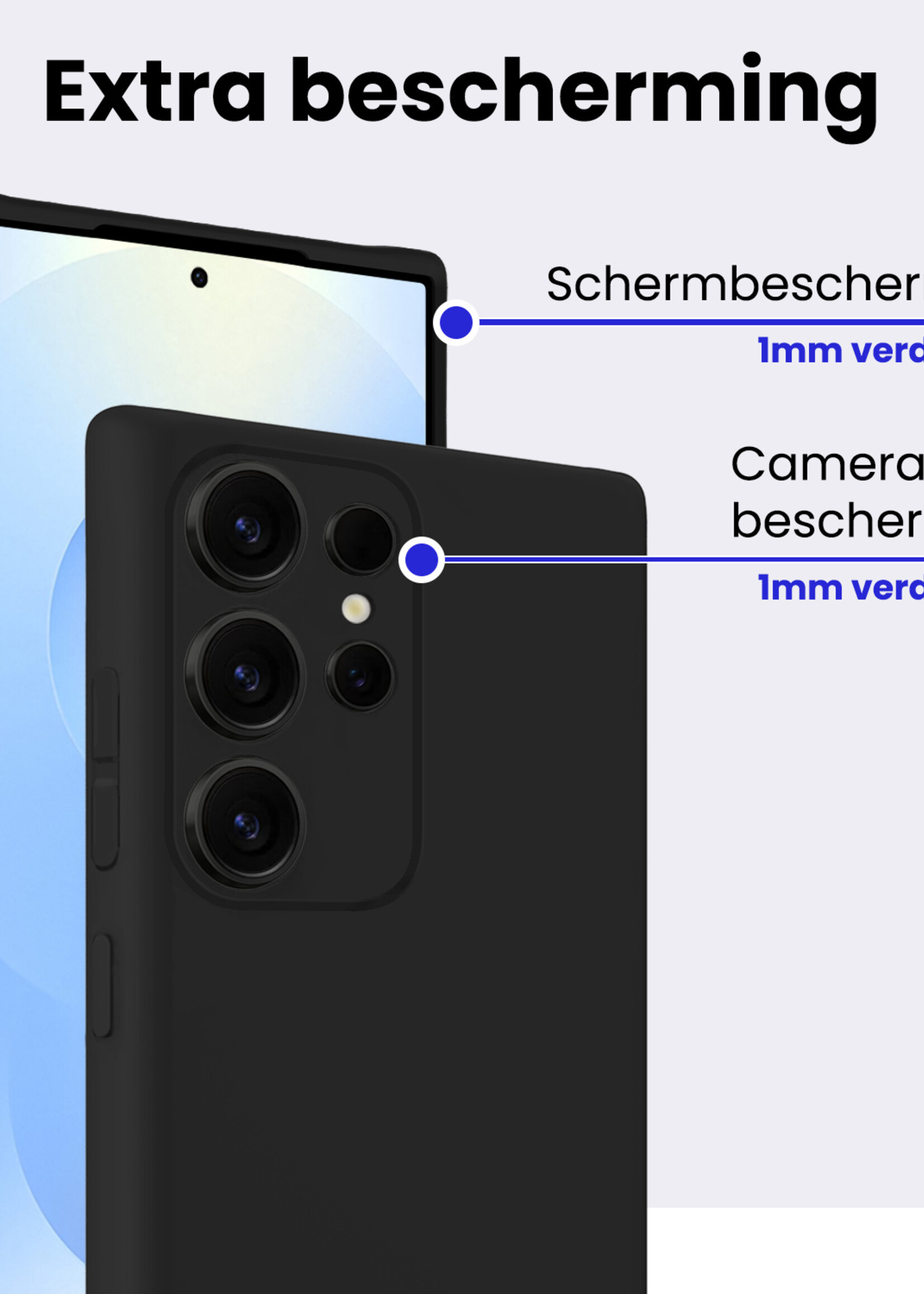 BTH BTH Samsung Galaxy S25 Ultra Hoesje Siliconen Met Screenprotector - Zwart
