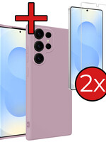 BTH BTH Samsung Galaxy S25 Ultra Hoesje Siliconen Met 2x Screenprotector - Lila