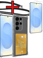 BTH BTH Samsung Galaxy S25 Ultra Hoesje Pashouder met Koord Met Screenprotector