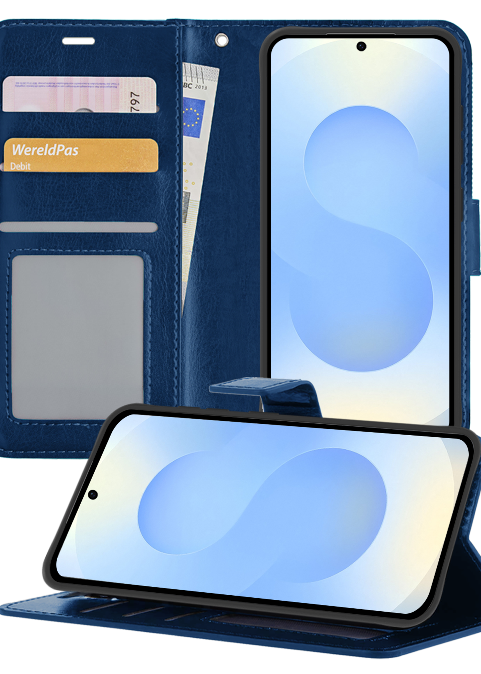 BTH BTH Samsung Galaxy S25 Hoesje Bookcase - Donkerblauw