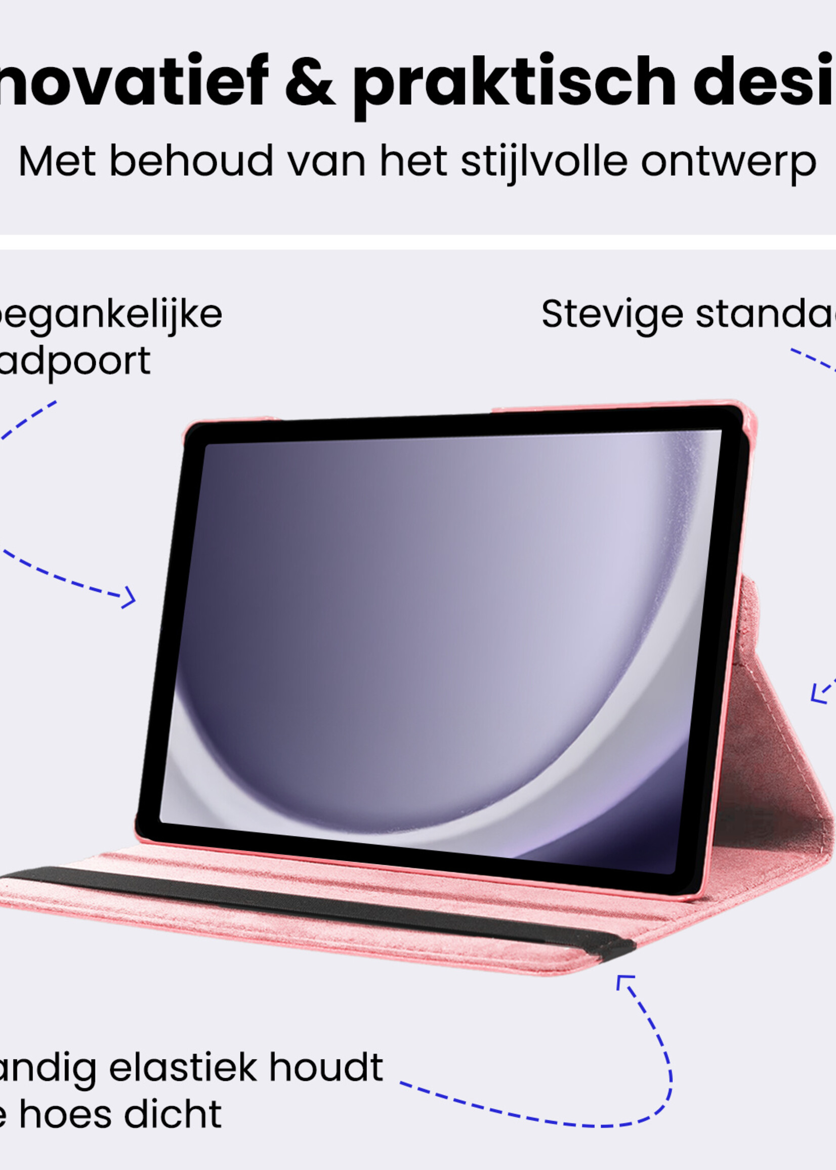 BTH BTH Samsung Galaxy Tab A9 Hoes Draaibaar - Lichtroze