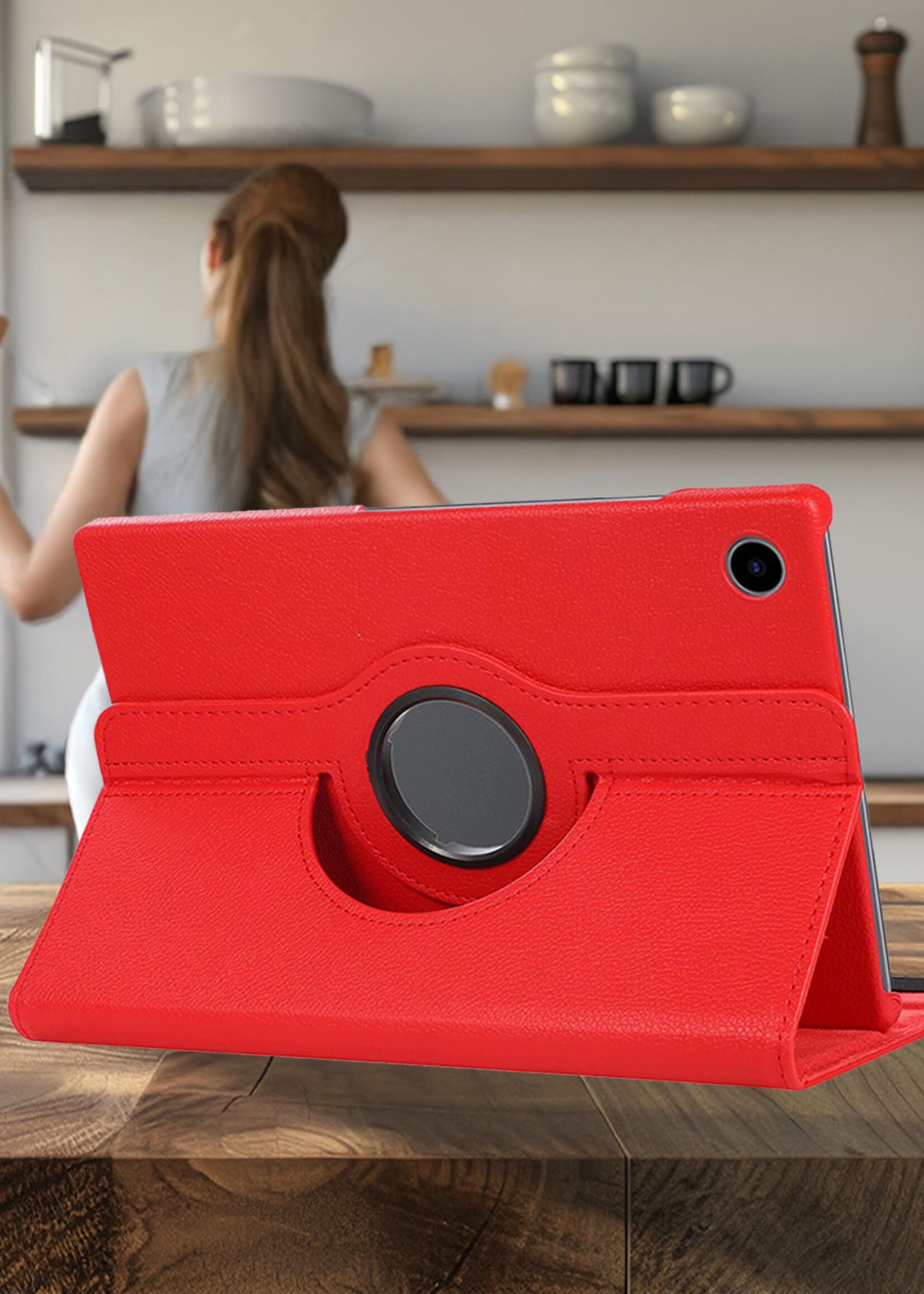 BTH BTH Samsung Galaxy Tab A9 Hoes Draaibaar - Rood
