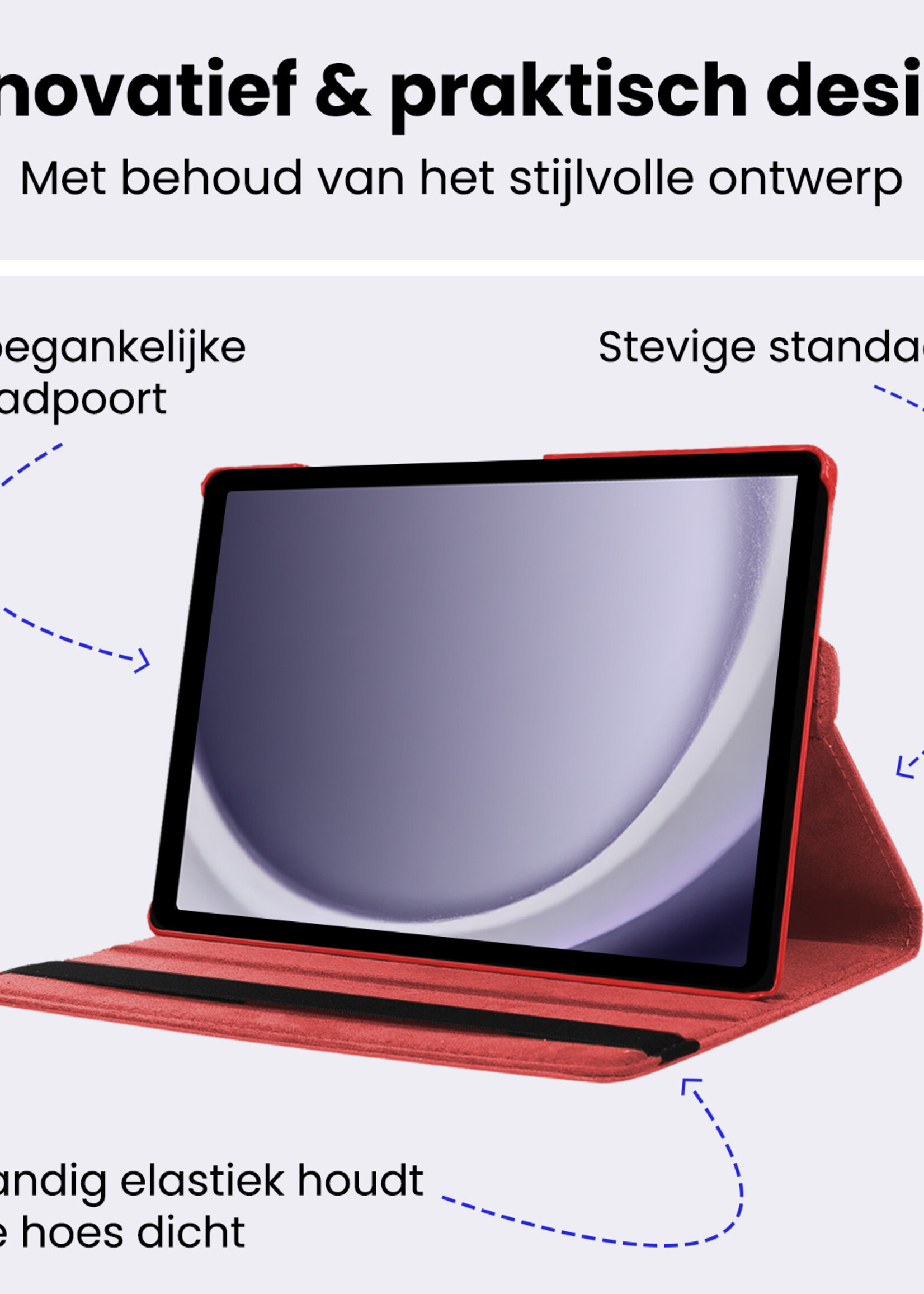 BTH BTH Samsung Galaxy Tab A9 Hoes Draaibaar - Rood