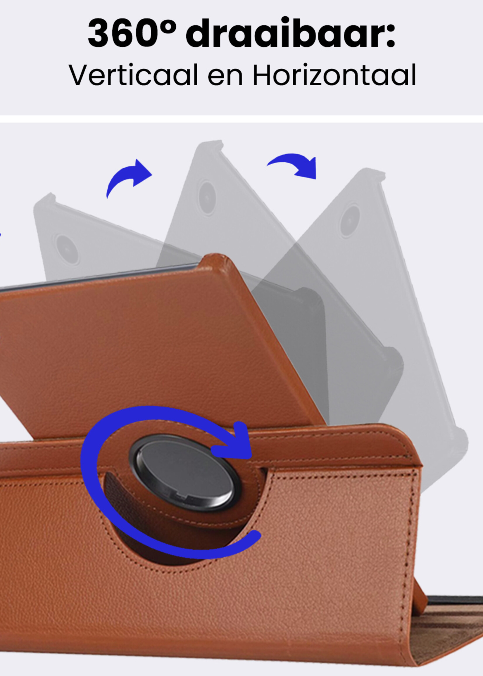 BTH BTH Samsung Galaxy Tab A9 Hoes Draaibaar Met Screenprotector - Bruin