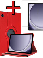 BTH BTH Samsung Galaxy Tab A9 Hoes Draaibaar Met Screenprotector - Rood