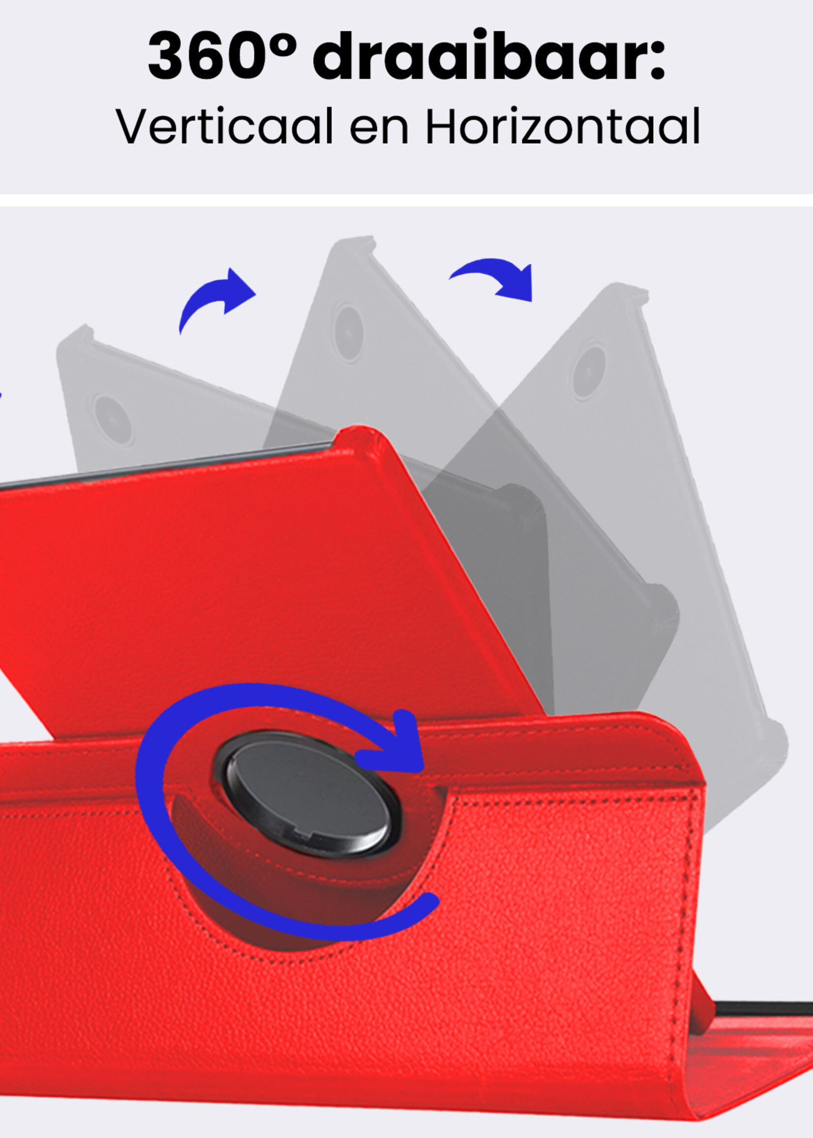 BTH BTH Samsung Galaxy Tab A9 Hoes Draaibaar Met Screenprotector - Rood