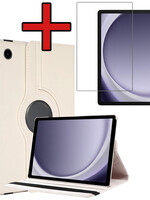 BTH BTH Samsung Galaxy Tab A9 Hoes Draaibaar Met Screenprotector - Wit