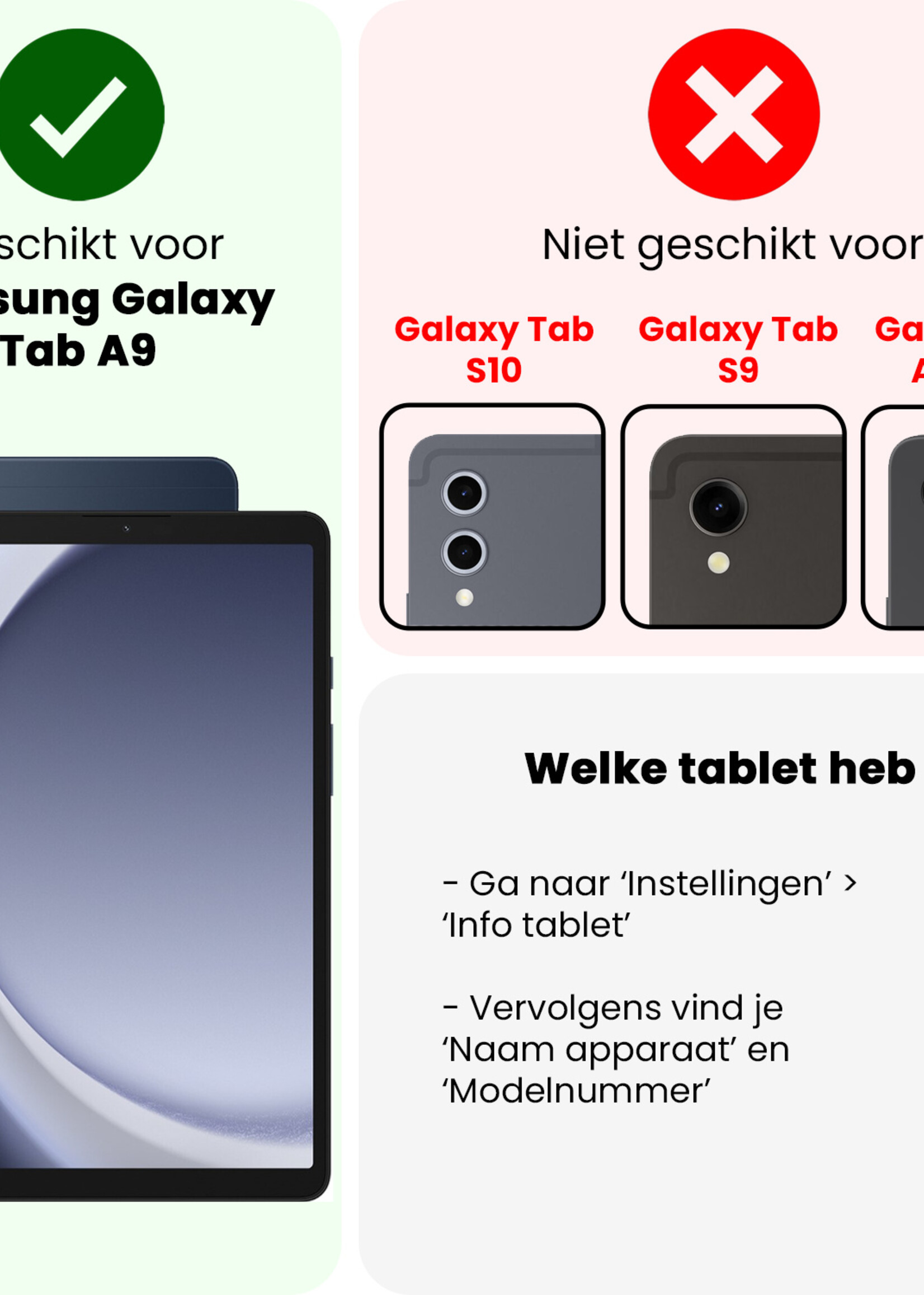 BTH BTH Samsung Galaxy Tab A9 Hoes Draaibaar Met Screenprotector - Wit