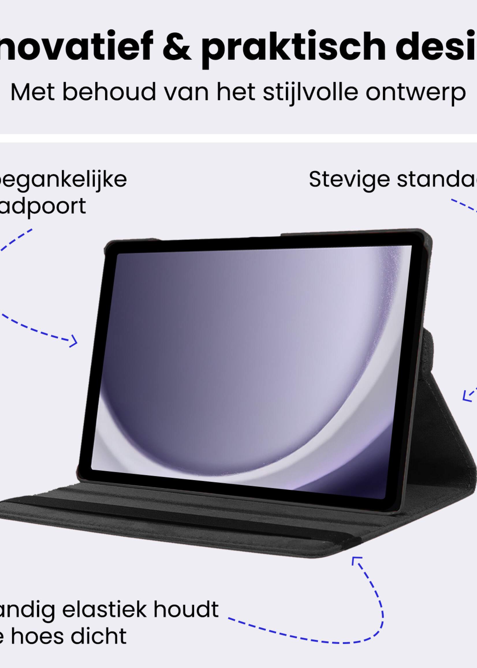 BTH BTH Samsung Galaxy Tab A9 Plus Hoes Draaibaar - Zwart