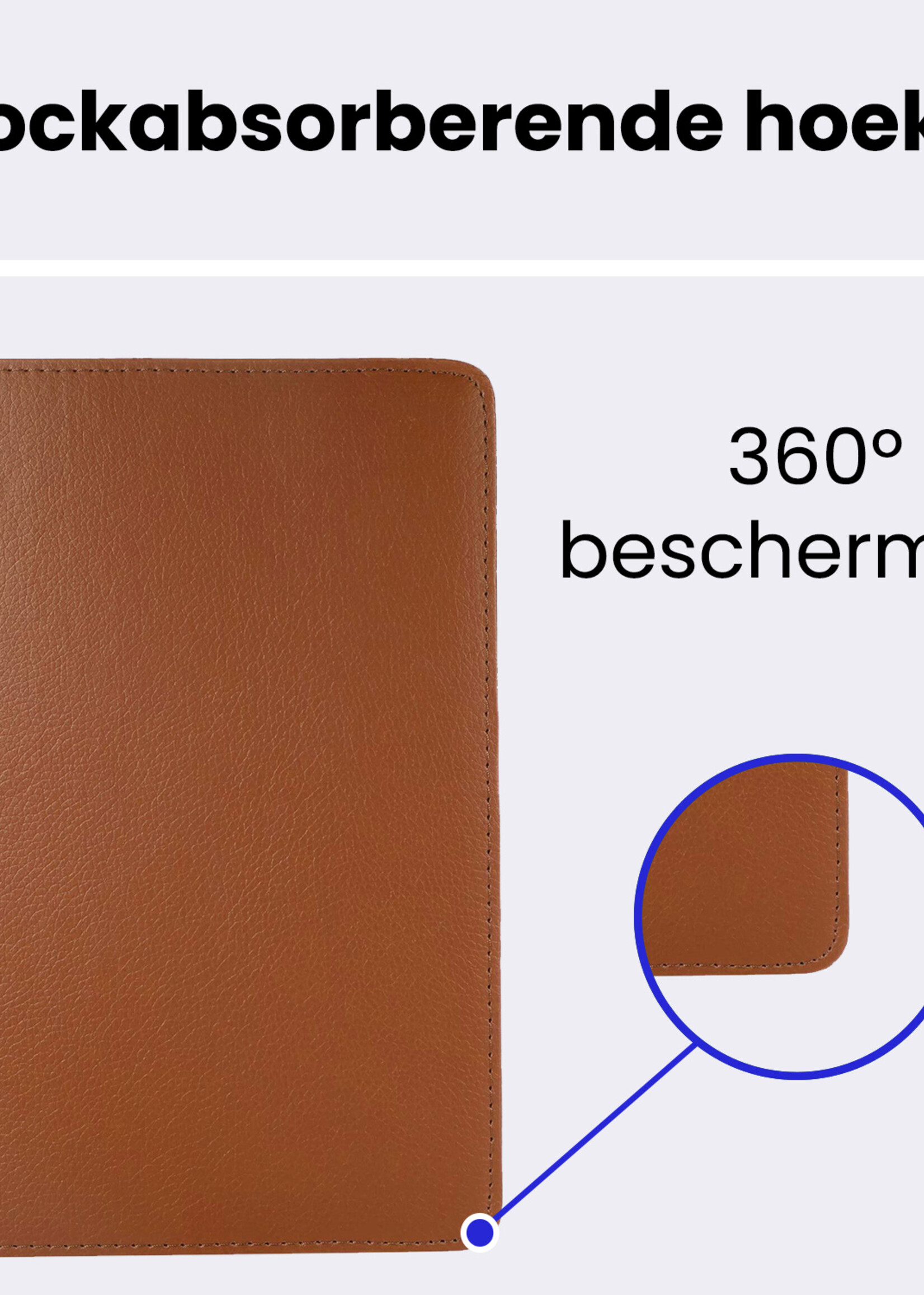 BTH BTH Samsung Galaxy Tab A9 Plus Hoes Draaibaar Met Screenprotector - Bruin