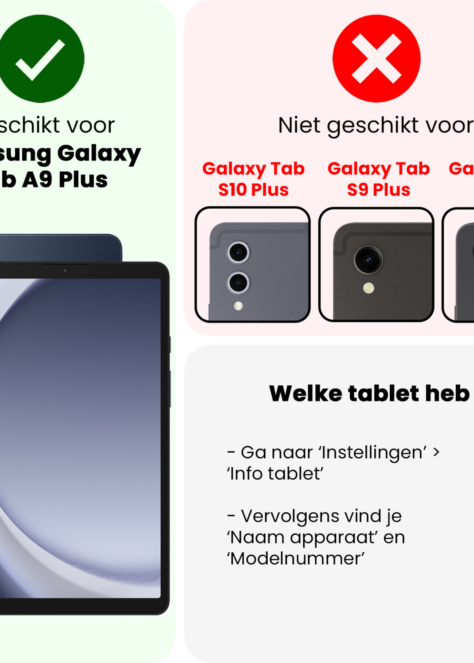 BTH BTH Samsung Galaxy Tab A9 Plus Hoes Draaibaar Met Screenprotector - Donkerblauw