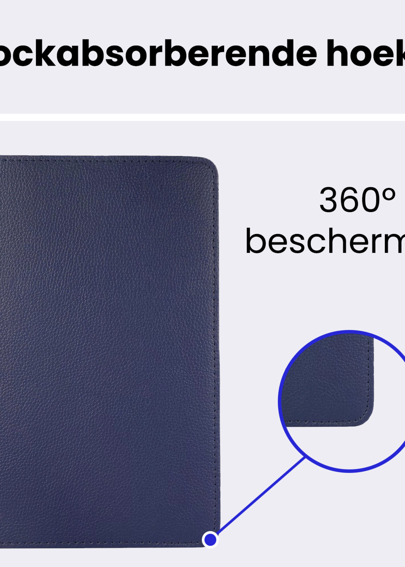 BTH BTH Samsung Galaxy Tab A9 Plus Hoes Draaibaar Met Screenprotector - Donkerblauw